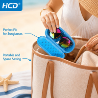 Étui de protection pour lunettes de soleil et de natation en EVA, bleu, avec fermeture éclair, réutilisable, écologique, taille personnalisée, vente en gros fabricant