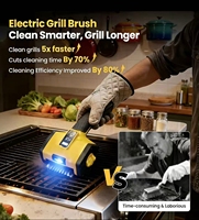Nettoyeur de barbecue sans fil rechargeable 360 °   Brosse de nettoyage rotative électrique pour barbecue