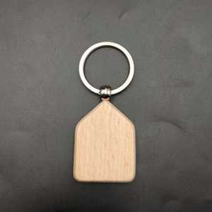 DZ Custom Personalized Blank Wooden Keychain for Engraving Rectangle Heart Diamond House Wood KeyChain Blank Wooden Tag <b>KeyRing</b> - Product Image 2