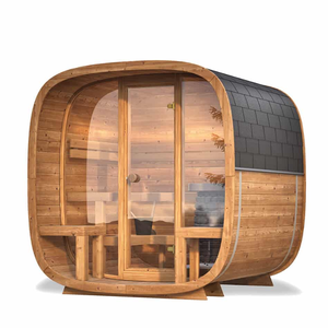 ห้องซาวน่าไม้ซีดาร์แดงทรงสี่เหลี่ยมแบบดั้งเดิมสำหรับกลางแจ้ง ยี่ห้อ Wood Sona พร้อมเตาไฟฟ้าสำหรับใช้ในเชิงพาณิชย์ รองรับ 4 คน แบบอบไอน้ำ - Product Image 3