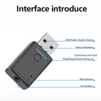 Receptor de Audio USB Bluetooth 5.4, Adaptador Estéreo Inalámbrico de Música con Micrófono de 3.5 mm para Altavoces de Coche, Auriculares, Transmisor para PC