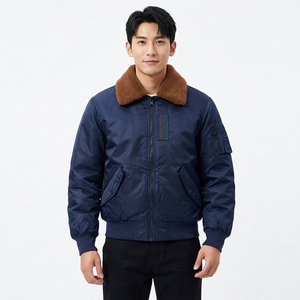Men's Autumn Bomber <b>Jacket</b> <b>Sherpa</b> <b>Lined</b> Full Zip Eco-Friendly Polyester Shell with Pockets Windproof Casual Outerwear - Product Image 4