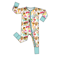 Pakaian Jumpsuit Bayi Halloween Anak-Anak Custom Bermotif Barat Rajutan Bambu dengan Ritsleting Dua Arah