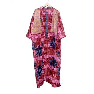 Kimono de Seda India con Cuello en V y Cierre de Cordón, Túnica Larga para Mujer, Ropa de Dormir, Bata de Dama de Honor, Maternidad, Estilo Bohemio, Color Liso - Product Image 1