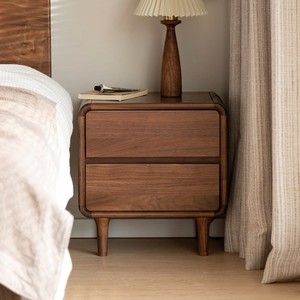Solid Wood Nightstand <b>Black</b> Walnut 450x350x470mm Storage Bedroom Furniture - Product Image 1