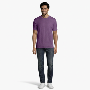 T-shirt respirant à col rond pour homme, teint en pièce, avec couleur et logo personnalisés, coupe classique, manches courtes - Product Image 1