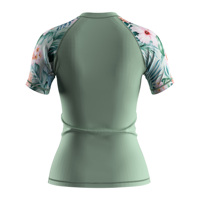 Rashguard à col rond pour femme, manches courtes, doux pour la peau, flexible, opaque, pour la natation, l'entraînement, la plongée avec tuba