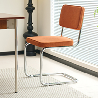 Chaise d'arche nordique vintage en velours côtelé, chaise de salle à manger, chaise décontractée, pour les salons de thé, usage domestique, cadre en acier, chaise en fer forgé, velours