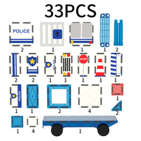 Ensemble de blocs de construction de voiture de police magnétiques en plastique transparent, jouet de construction STEM pour enfants de 3 ans et plus
