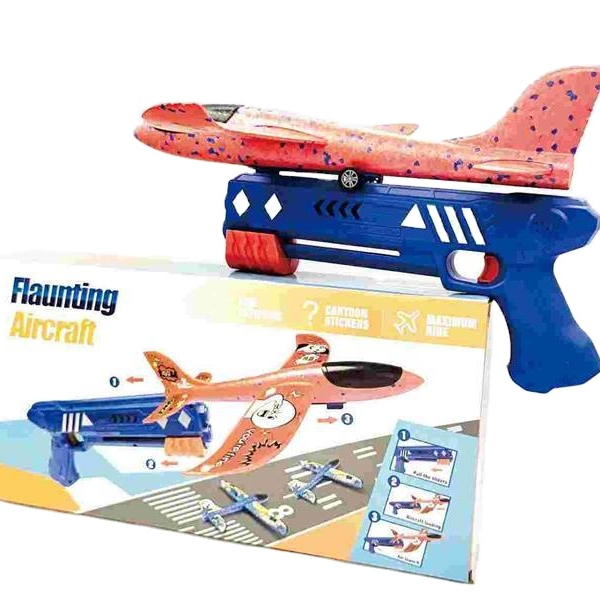 Hot Sell Launcher Catapult Glider Airplane Toy Foam Flying Toys for Kids Foam Plane Aircraft Launcher Gun