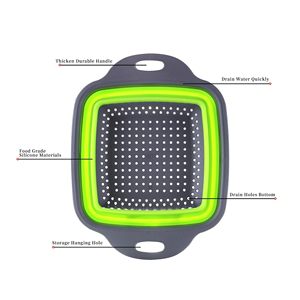 2pcs vuông có thể gập lại nhà bếp thực phẩm strainers <span class=keywords><strong>Telescopic</strong></span> cống giỏ Silicone ráp Lọc <span class=keywords><strong>colander</strong></span> cho các tiện ích - Product Image 5