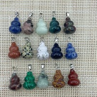 Pendentif Gourde en Pierre Naturelle Œil de Tigre Cristal Fu Lu 2014mm, Breloque DIY pour Collier, Accessoire de Bijoux Doré