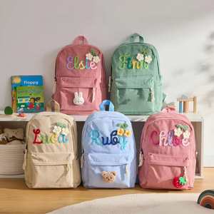 <b>Personalised</b> Embroidered Kids Backpack, Custom Corduroy Bag With Name, Back to School <b>Gifts</b> Backpack for Girls and <b>Boys</b> - Product Image 2