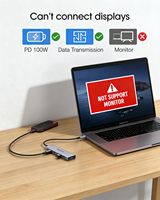 Hub USB-C 3.2 en alliage d'aluminium FORIDA 10 Gbps 7 ports 100 W PD Charge rapide pour ordinateurs portables MacBook/iPad/Surface Pro (gris)