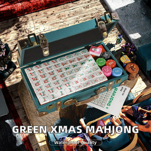 Juego de Mahjong y Póker de Lujo con Elementos Navideños Verdes, Multi-Escenario, para Entretenimiento en Casa, Club o Vacaciones, Suministro al por Mayor para Tiendas Minoristas - Product Image 2