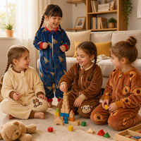 Combinaison bébé Michley en flanelle 280 GSM de haute qualité, pyjama d'hiver douillet avec fermeture éclair bidirectionnelle, écologique, motif animal