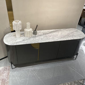 Gainsville muebles de forma ovalada casa sala de estar comedor Buffet gabinetes pintura de lujo aparador chino de madera con patas de Metal - Product Image 4