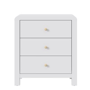 Comò a 3 cassetti, <span class=keywords><strong>cassettiera</strong></span> moderna con angoli arrotondati del tavolo, comodino in legno - Product Image 3