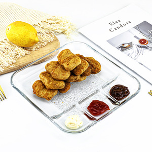 Assiette <span class=keywords><strong>en</strong></span> <span class=keywords><strong>verre</strong></span> Ménage Résistant à la chaleur Dîner fendu Fruits Boulettes précoces avec plat de vinaigre Cuisson au micro-ondes - Product Image 2