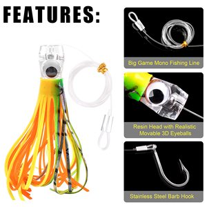 Señuelo de Pesca Topline de 6.5 Pulgadas y 43g para Pesca de Atún, Marlín y Wahoo, Señuelo Biónico con Forma de Pulpo para Pesca de Arrastre en Agua Salada - Product Image 2