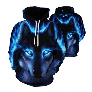 Sudadera con Capucha Blue Wolf, Impresa en 3D, Transpirable, Ecológica, Estilo Casual Urbano - Product Image 3