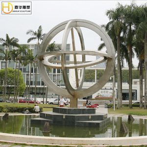 Escultura Abstracta de Globo Terráqueo en Acero Inoxidable, Moderna, para Decoración de Jardín o Parque, de Montaje en Suelo - Product Image 5