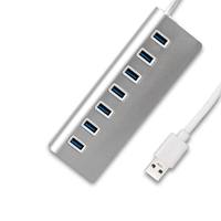 Hub USB 3.0 Aluminium 7 Port, Ekspander USB, Splitter untuk MacBook, Laptop, Surface Pro, PS5, PC