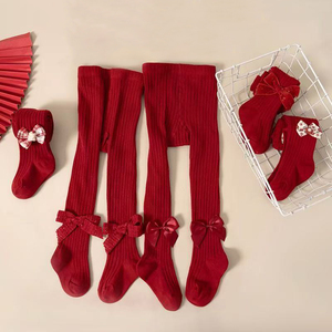 Collant per bambini primavera/autunno neonati bambino primo compleanno calze natalizie cina <span class=keywords><strong>rosso</strong></span> <span class=keywords><strong>Leggings</strong></span> fiocco <span class=keywords><strong>Leggings</strong></span> da ragazza - Product Image 2