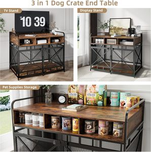 Vente directe d'usine Design moderne multifonction 43 pouces 3 en 1 bois et métal <span class=keywords><strong>Cages</strong></span> intérieures pour animaux de compagnie avec tiroirs pour chiens Salon - Product Image 4