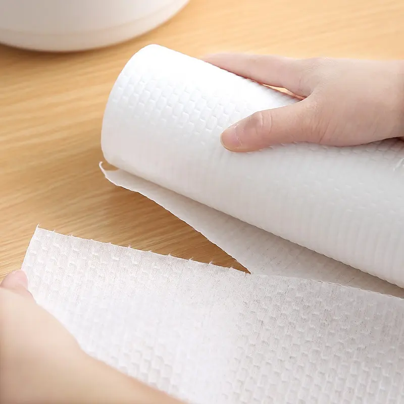 ผ้าเช็ดจานแบบกระดาษเปียกและแห้งสำหรับห้องครัวผ้าใยสังเคราะห์ใช้แล้วทิ้งผ้าหนาใช้ในครัวใช้ในครัวเรือน