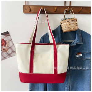 Bolsa <span class=keywords><strong>de</strong></span> Lona <span class=keywords><strong>de</strong></span> Color Contrastante con Diseño Geométrico Moderno, Divisor Interno <span class=keywords><strong>de</strong></span> Seguridad, para Oficina, Trabajo, Viajes, Personalización <span class=keywords><strong>de</strong></span> Marca Privada - Product Image 1