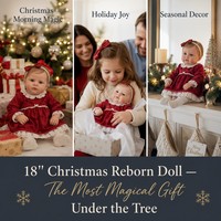 Poupée Bébé Reborn de Noël DOWinch de 18 Pouces Faite à la Main avec Barboteuse Kaki pour Cadeau d'Enfant et Présentation