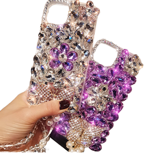 Funda <span class=keywords><strong>de</strong></span> Teléfono Móvil <span class=keywords><strong>de</strong></span> Lujo con <span class=keywords><strong>Flores</strong></span>, Diamantes y Purpurina, TPU Impermeable, Antigolpes, con Anillo Magnético, Caja <span class=keywords><strong>de</strong></span> Regalo Hecha a Mano para Pro Max - Product Image 1