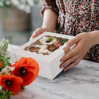 Caja personalizada para magdalenas, caja de embalaje con ventanas transparentes de plástico con su logotipo