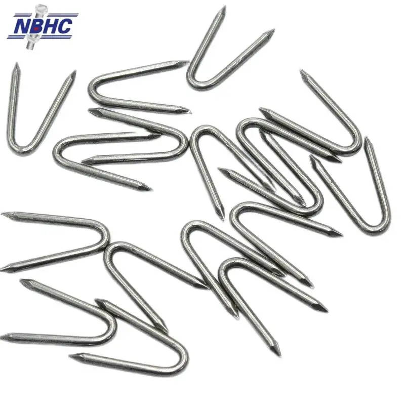 NBHC003NAगैल्वनाइज्ड स्टील गार्डन ग्राउंड स्टेक्स लैंडस्केप फैब्रिक यू आकार के नेल्स गार्डन सोड स्टेपल