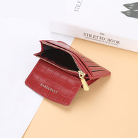 Dompet Pendek Wanita Kulit Buaya, Dua Lipat, Organizer Koin Ritsleting Lipat Dua