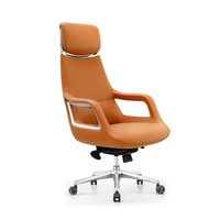 Chaise de bureau de direction en cuir de luxe, confort ergonomique, assise longue durée, design moderne et simple, accoudoirs pivotants, dossier en métal
