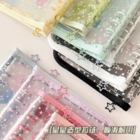 Cuaderno Planificador Escolar de PVC con Diseño de Estrellas de Dibujos Animados, 6 Anillas, Hojas Sueltas A5, 96 Hojas, Tapa Dura Transparente Kawaii