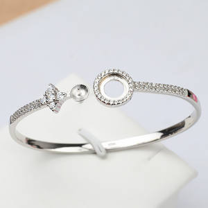 สร้อยข้อมือแฟชั่นเงินแท้ S925 แบบหนา ประดับมุกคู่ สำหรับผู้หญิง ขนาด 7-8 มม. พร้อมถาดเปล่าสำหรับทำเครื่องประดับ DIY - Product Image 2