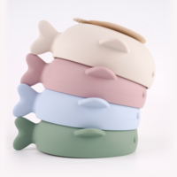 Bol et assiette à ventouse en silicone de qualité alimentaire pour bébé, ensemble de vaisselle créatif en forme de poisson pour l'alimentation des nourrissons, logo personnalisé