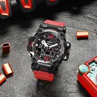 Montre numérique de sport SMAEL 8072 pour homme, étanche 50 m, date automatique, alarme, chronomètre lumineux, 51 mm