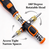 Tournevis à cliquet isotherme chromé bidirectionnel réglable 10-en-1 portable, multifonction pour bricolage
