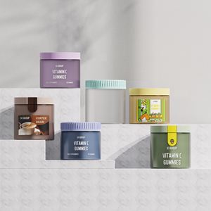 Boîte en carton personnalisée vitrine pot en plastique de qualité alimentaire sans Bpa 150ml supplément bonbons gommeux pot de stockage avec bouchon CR - Product Image 5