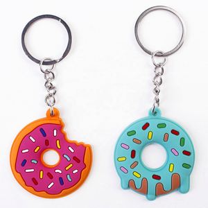 Llavero de goma con forma de donut, diseño de dibujos animados, colgante para mochila, decoración para llaves de coche - Product Image 2