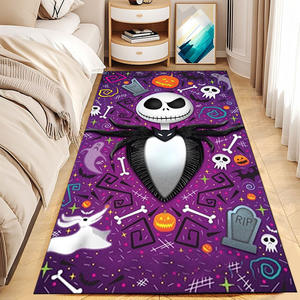 Alfombra rectangular con diseño de calavera de Halloween, fibra de poliéster, decoración interior, resistente a las manchas, antideslizante, fácil de limpiar, alfombra para dormitorio - Product Image 2