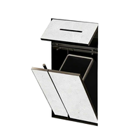 Poubelle de toilette d'hôtel 2 niveaux tout-en-un moderne d'angle en acier inoxydable dissimulée, étanche et peu encombrante avec porte-brosse