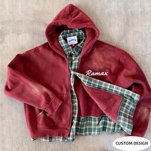 Fabricante de Ropa de Invierno con Logotipo Personalizado, Forro Polar, Algodón Vintage Lavado al Ácido, Cierre de Cremallera, Doble Capa, Pedrería, Secado Rápido - Product Image 1