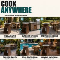 Barbecue Plancha Polyvalent et Résistant aux Intempéries pour Villa, Patio, Cuisson et Réunions, Table de Barbecue Extérieure en Acier Commercial