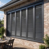 Fenêtres à volets en aluminium architectural robustes et personnalisées, stores à lamelles multi-panneaux, résistants aux intempéries pour maison
