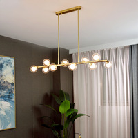 Boule à bulles en verre clair moderne longue bande or noir LED suspension linéaire intérieur chambre à coucher salle à manger lustre